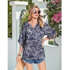 image:imageZeagoo Womens Tops 34 Sleeve V Neck Bohemian Blouses Casual Loose Fit Tunic Boho Shirts Floral Printed ClothesBlue Pattern Mz473