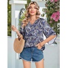 image:imageZeagoo Womens Tops 34 Sleeve V Neck Bohemian Blouses Casual Loose Fit Tunic Boho Shirts Floral Printed ClothesBlue Pattern Mz473