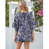 image:imageZeagoo Womens Tops 34 Sleeve V Neck Bohemian Blouses Casual Loose Fit Tunic Boho Shirts Floral Printed ClothesBlue Pattern Mz473
