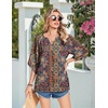 image:imageZeagoo Womens Tops 34 Sleeve V Neck Bohemian Blouses Casual Loose Fit Tunic Boho Shirts Floral Printed ClothesBoho Multicolor Mz721