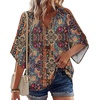 image:imageZeagoo Womens Tops 34 Sleeve V Neck Bohemian Blouses Casual Loose Fit Tunic Boho Shirts Floral Printed ClothesBoho Multicolor Mz721