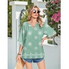 image:imageZeagoo Womens Tops 34 Sleeve V Neck Bohemian Blouses Casual Loose Fit Tunic Boho Shirts Floral Printed ClothesLight Green Mz915