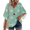 image:imageZeagoo Womens Tops 34 Sleeve V Neck Bohemian Blouses Casual Loose Fit Tunic Boho Shirts Floral Printed ClothesLight Green Mz915