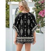 image:imageZeagoo Womens Tops 34 Sleeve V Neck Bohemian Blouses Casual Loose Fit Tunic Boho Shirts Floral Printed ClothesMulti Black Mz921