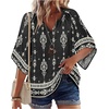 image:imageZeagoo Womens Tops 34 Sleeve V Neck Bohemian Blouses Casual Loose Fit Tunic Boho Shirts Floral Printed ClothesMulti Black Mz921