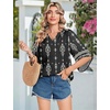 image:imageZeagoo Womens Tops 34 Sleeve V Neck Bohemian Blouses Casual Loose Fit Tunic Boho Shirts Floral Printed ClothesMulti Black Mz921