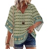 image:imageZeagoo Womens Tops 34 Sleeve V Neck Bohemian Blouses Casual Loose Fit Tunic Boho Shirts Floral Printed ClothesMulti Blue Mz925