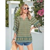 image:imageZeagoo Womens Tops 34 Sleeve V Neck Bohemian Blouses Casual Loose Fit Tunic Boho Shirts Floral Printed ClothesMulti Blue Mz925