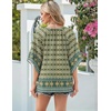 image:imageZeagoo Womens Tops 34 Sleeve V Neck Bohemian Blouses Casual Loose Fit Tunic Boho Shirts Floral Printed ClothesMulti Blue Mz925