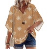 image:imageZeagoo Womens Tops 34 Sleeve V Neck Bohemian Blouses Casual Loose Fit Tunic Boho Shirts Floral Printed ClothesMulti Coffee Mz917