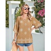 image:imageZeagoo Womens Tops 34 Sleeve V Neck Bohemian Blouses Casual Loose Fit Tunic Boho Shirts Floral Printed ClothesMulti Coffee Mz917