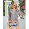 image:imageZeagoo Womens Tops 34 Sleeve V Neck Bohemian Blouses Casual Loose Fit Tunic Boho Shirts Floral Printed ClothesMulti Floral Mz914