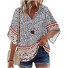 image:imageZeagoo Womens Tops 34 Sleeve V Neck Bohemian Blouses Casual Loose Fit Tunic Boho Shirts Floral Printed ClothesMulti Floral Mz914