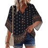 image:imageZeagoo Womens Tops 34 Sleeve V Neck Bohemian Blouses Casual Loose Fit Tunic Boho Shirts Floral Printed ClothesMulticolor Black Mz930