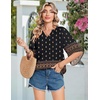 image:imageZeagoo Womens Tops 34 Sleeve V Neck Bohemian Blouses Casual Loose Fit Tunic Boho Shirts Floral Printed ClothesMulticolor Black Mz930