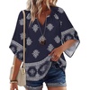 image:imageZeagoo Womens Tops 34 Sleeve V Neck Bohemian Blouses Casual Loose Fit Tunic Boho Shirts Floral Printed ClothesNavy Blue Mz918