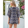 image:imageZeagoo Womens Tops 34 Sleeve V Neck Bohemian Blouses Casual Loose Fit Tunic Boho Shirts Floral Printed ClothesNavy Floral Mz869