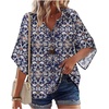 image:imageZeagoo Womens Tops 34 Sleeve V Neck Bohemian Blouses Casual Loose Fit Tunic Boho Shirts Floral Printed ClothesNavy Floral Mz869