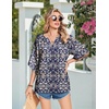 image:imageZeagoo Womens Tops 34 Sleeve V Neck Bohemian Blouses Casual Loose Fit Tunic Boho Shirts Floral Printed ClothesNavy Floral Mz869