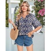 image:imageZeagoo Womens Tops 34 Sleeve V Neck Bohemian Blouses Casual Loose Fit Tunic Boho Shirts Floral Printed ClothesNavy Floral Mz869