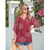 image:imageZeagoo Womens Tops 34 Sleeve V Neck Bohemian Blouses Casual Loose Fit Tunic Boho Shirts Floral Printed ClothesPink Boho Cx320