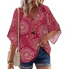 image:imageZeagoo Womens Tops 34 Sleeve V Neck Bohemian Blouses Casual Loose Fit Tunic Boho Shirts Floral Printed ClothesPink Boho Cx320