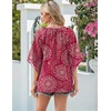 image:imageZeagoo Womens Tops 34 Sleeve V Neck Bohemian Blouses Casual Loose Fit Tunic Boho Shirts Floral Printed ClothesPink Boho Cx320
