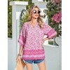 image:imageZeagoo Womens Tops 34 Sleeve V Neck Bohemian Blouses Casual Loose Fit Tunic Boho Shirts Floral Printed ClothesPink Floral Mz744