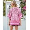 image:imageZeagoo Womens Tops 34 Sleeve V Neck Bohemian Blouses Casual Loose Fit Tunic Boho Shirts Floral Printed ClothesPink Floral Mz744