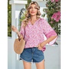 image:imageZeagoo Womens Tops 34 Sleeve V Neck Bohemian Blouses Casual Loose Fit Tunic Boho Shirts Floral Printed ClothesPink Floral Mz744