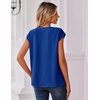 image:imageZeagoo Womens Tops Cap Short Sleeve Textured Blouse V Neck Summer Spring Shirts Business Casual OutfitsBlue