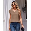 image:imageZeagoo Womens Tops Cap Short Sleeve Textured Blouse V Neck Summer Spring Shirts Business Casual OutfitsKhaki