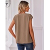 image:imageZeagoo Womens Tops Cap Short Sleeve Textured Blouse V Neck Summer Spring Shirts Business Casual OutfitsKhaki