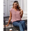 image:imageZeagoo Womens Tops Cap Short Sleeve Textured Blouse V Neck Summer Spring Shirts Business Casual OutfitsLight Pink