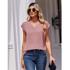 image:imageZeagoo Womens Tops Cap Short Sleeve Textured Blouse V Neck Summer Spring Shirts Business Casual OutfitsLight Pink