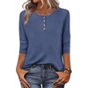 image:imageZeagoo 34 Length Sleeve Women Tops Crew Neck Blouses Dressy Casual Summer T Shirts Loose Fit Business Work ClothesNavy