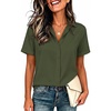 image:imageZeagoo Womens Button Down Blouse Rolled Cuffed Short Sleeve Shirts Casual Work Blouse Summer Hawaiian OutfitsArmy Green