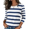 image:imageZeagoo Womens Casual 34 Sleeve TShirts Round Neck Cute Tunic Tops Basic Tees Blouses Business Work Tee TopNavy Stripestz290
