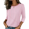 image:imageZeagoo Womens Casual 34 Sleeve TShirts Round Neck Cute Tunic Tops Basic Tees Blouses Business Work Tee TopPink Stripestz300