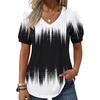 image:imageZeagoo Womens Puff Short Sleeve Boho Shirts Casual V Neck Floral Solid Summer Blouse Pleated Tunic TopBlack White Jb204