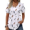 image:imageZeagoo Womens Puff Short Sleeve Boho Shirts Casual V Neck Floral Solid Summer Blouse Pleated Tunic TopDw170