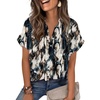 image:imageZeagoo Womens Satin Blouse Short Sleeve Silk Tops Button Down Shirts Business Casual OutfitsTie Dye Navy