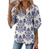 image:imageZeagoo Womens Tops 34 Sleeve V Neck Bohemian Blouses Casual Loose Fit Tunic Boho Shirts Floral Printed ClothesBlue Boho Mz903