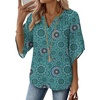 image:imageZeagoo Womens Tops 34 Sleeve V Neck Bohemian Blouses Casual Loose Fit Tunic Boho Shirts Floral Printed ClothesBlue Floral Mz858