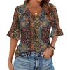 image:imageZeagoo Womens Tops Casual V Neck Shirts Floral Solid Blouse Ruffle Tunics 34 Sleeve Tshirt SXXLMz721