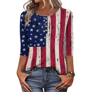 image:imageZeagoo 34 Length Sleeve Women Tops Crew Neck Blouses Dressy Casual Summer T Shirts Loose Fit Business Work ClothesGq38flag