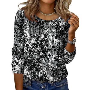 image:imageZeagoo 34 Length Sleeve Womens Tops Round Neck Casual Summer Tunic Tops Basic Tees Blouses Dressy TShirts Pleated ShirtsCx273