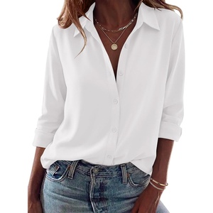 image:imageZeagoo Blouses for Women Dressy Casual Long Sleeve Button Down Shirts Collared Summer Tops Fall Fashion ClothesAwhite