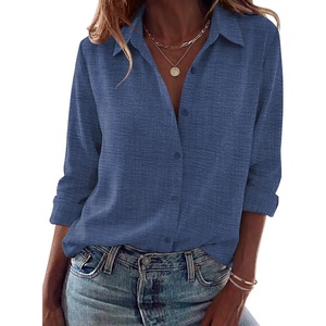 image:imageZeagoo Blouses for Women Dressy Casual Long Sleeve Button Down Shirts Collared Summer Tops Fall Fashion ClothesBnavy