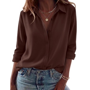image:imageZeagoo Blouses for Women Dressy Casual Long Sleeve Button Down Shirts Collared Summer Tops Fall Fashion ClothesCoffee